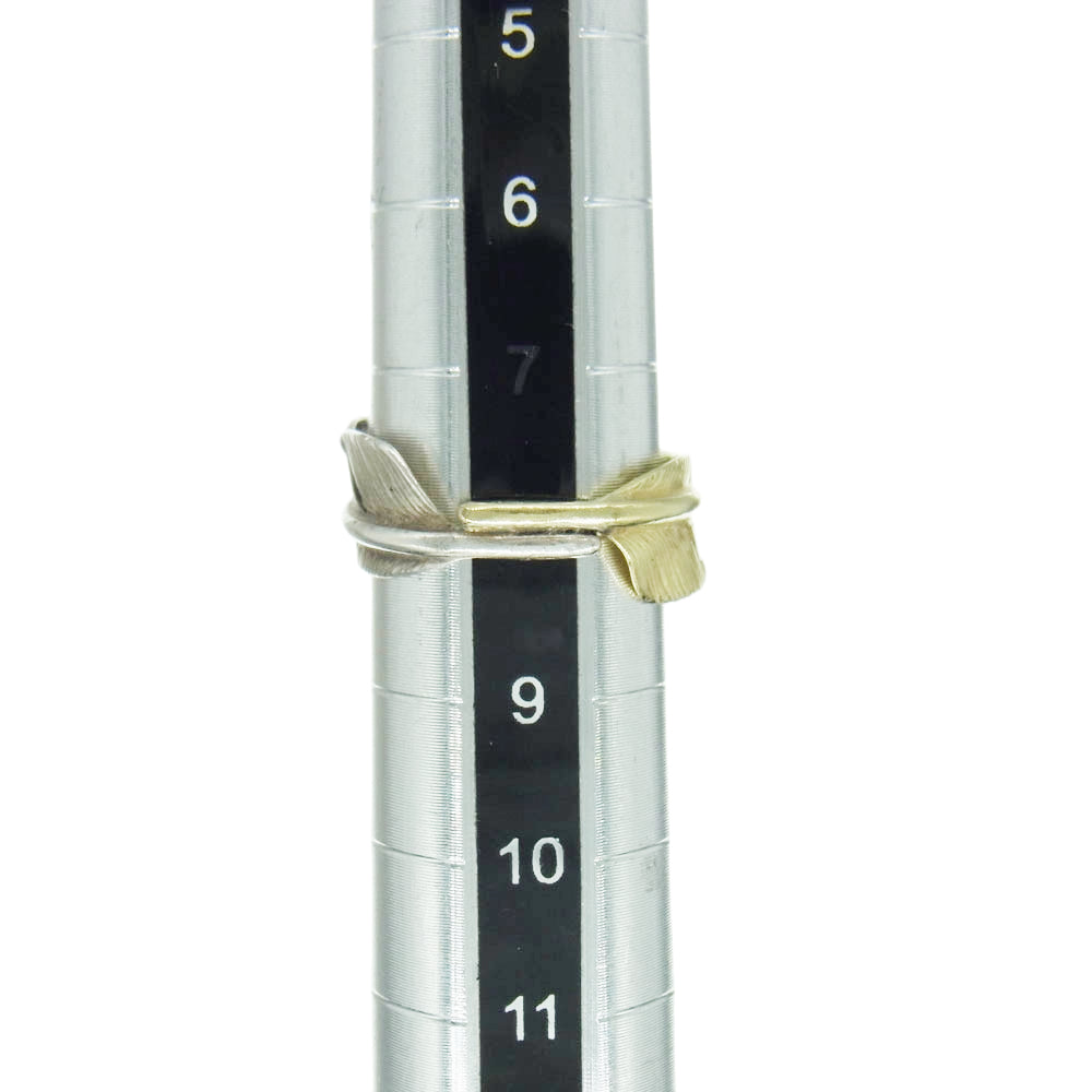 WINGROCK ウィングロック ダブルフェザー リング ゴールド シルバー シルバー系 ゴールド系 9号【中古】