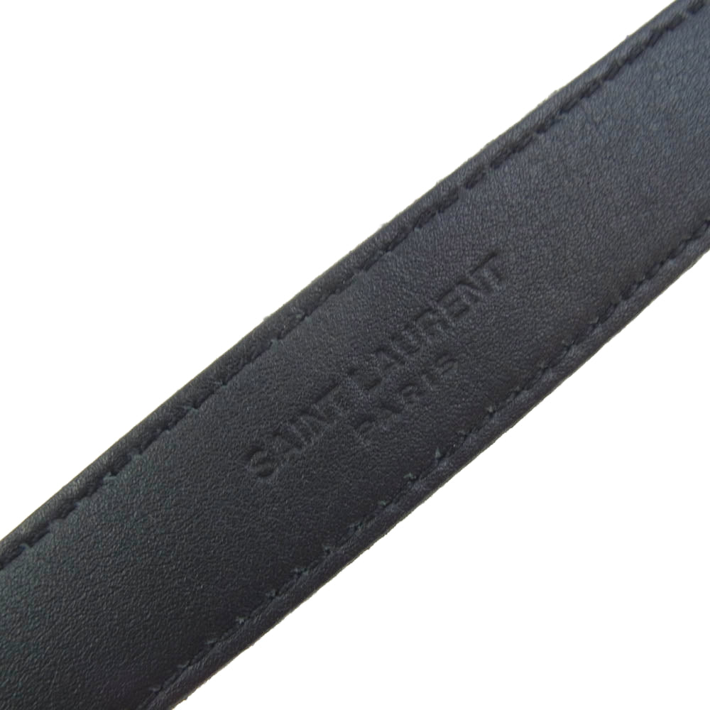 SAINT LAURENT サンローラン GRZ593332 イタリア製 レザー ナロー ベルト ブラック系【中古】