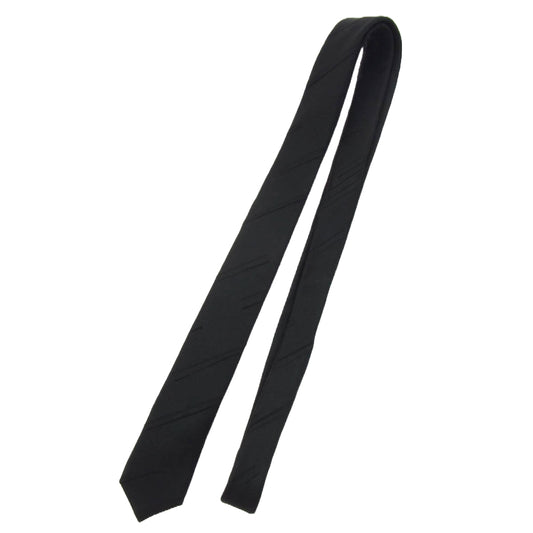 SAINT LAURENT サンローラン PARIS レジメンタル ナロー タイ ネクタイ ブラック系【中古】
