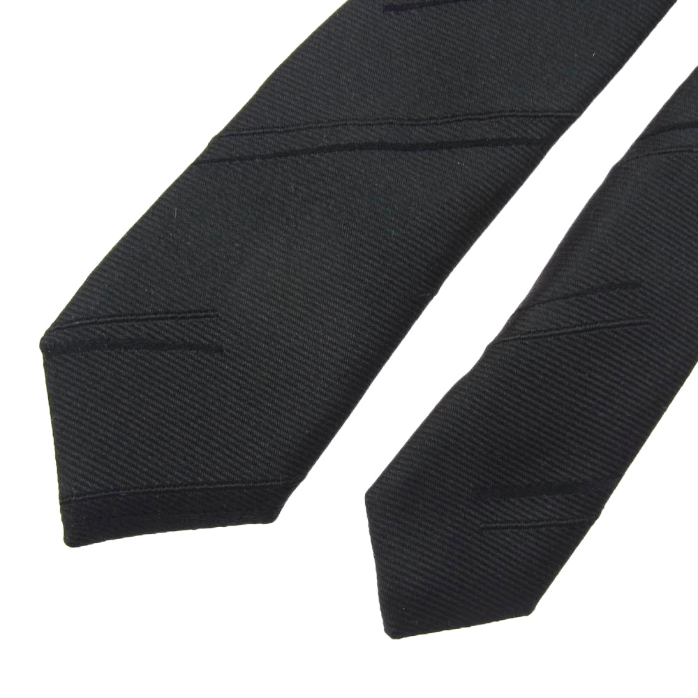 SAINT LAURENT サンローラン PARIS レジメンタル ナロー タイ ネクタイ ブラック系【中古】