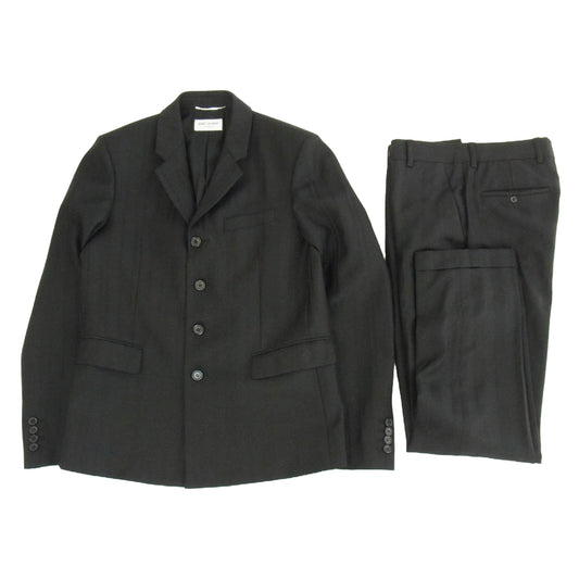 SAINT LAURENT サンローラン PARIS 19AW 4B ストライプ テーラードジャケット スラックスパンツ セットアップ ブラック系 46/44【中古】