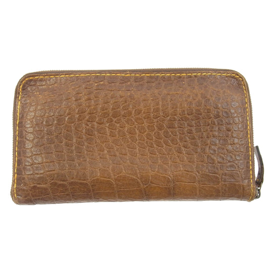 HENRY BEGUELIN エンリーベグリン ラウンドファスナー オミノ 刺繍 長財布 ブラウン系【中古】