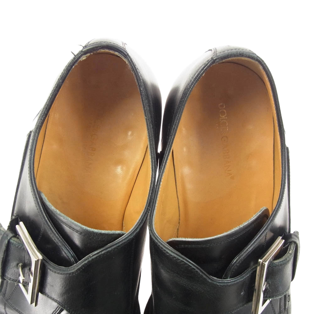 DOLCE&GABBANA ドルチェアンドガッバーナ モンク ストラップ レザー シューズ ブラック系 7【中古】