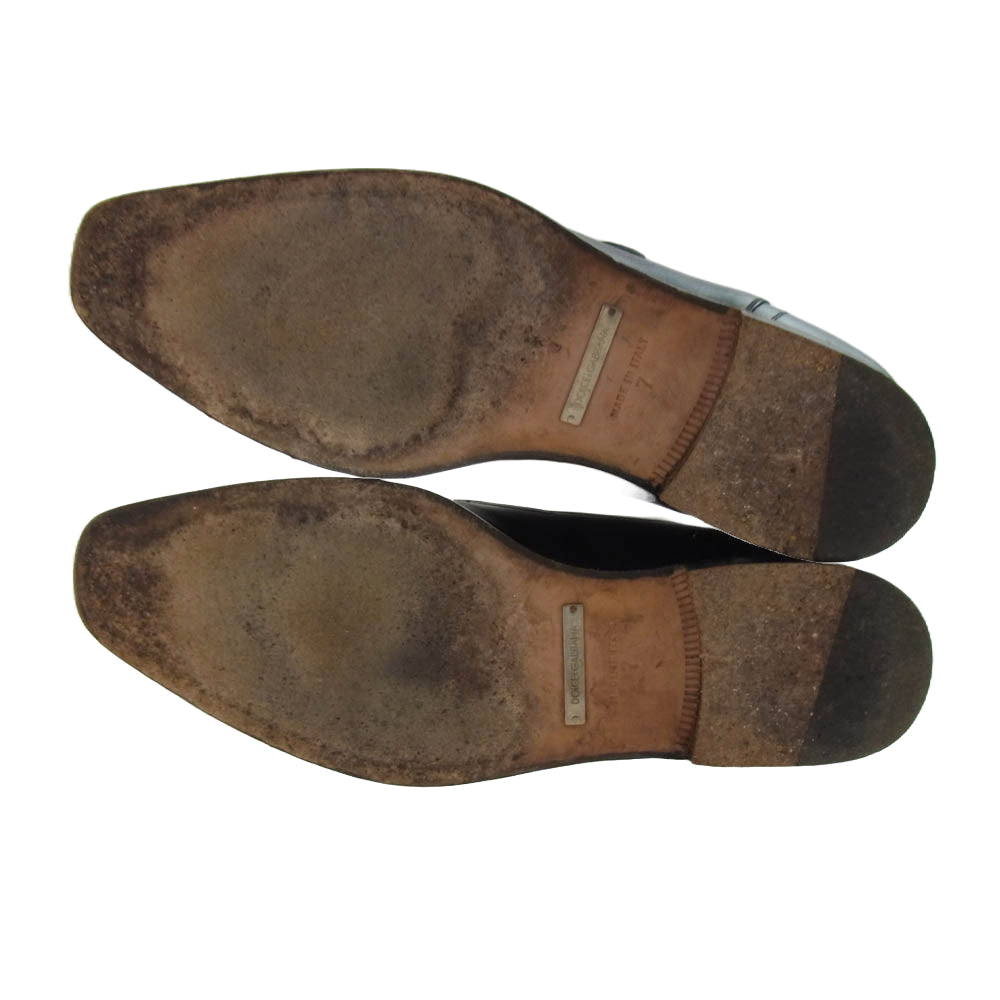 DOLCE&GABBANA ドルチェアンドガッバーナ モンク ストラップ レザー シューズ ブラック系 7【中古】