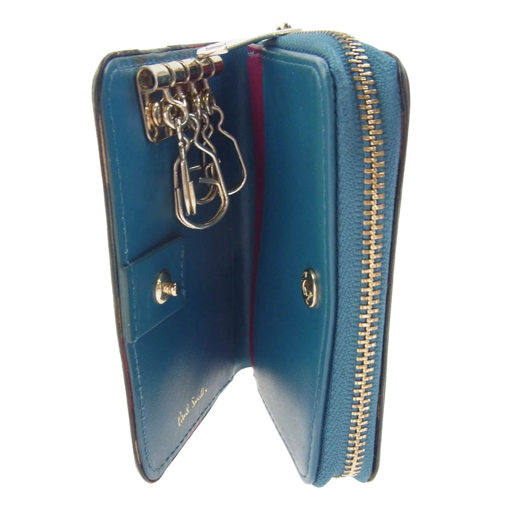 Paul Smith ポール・スミス 4連キーケース コインケース ライトブルー系【中古】