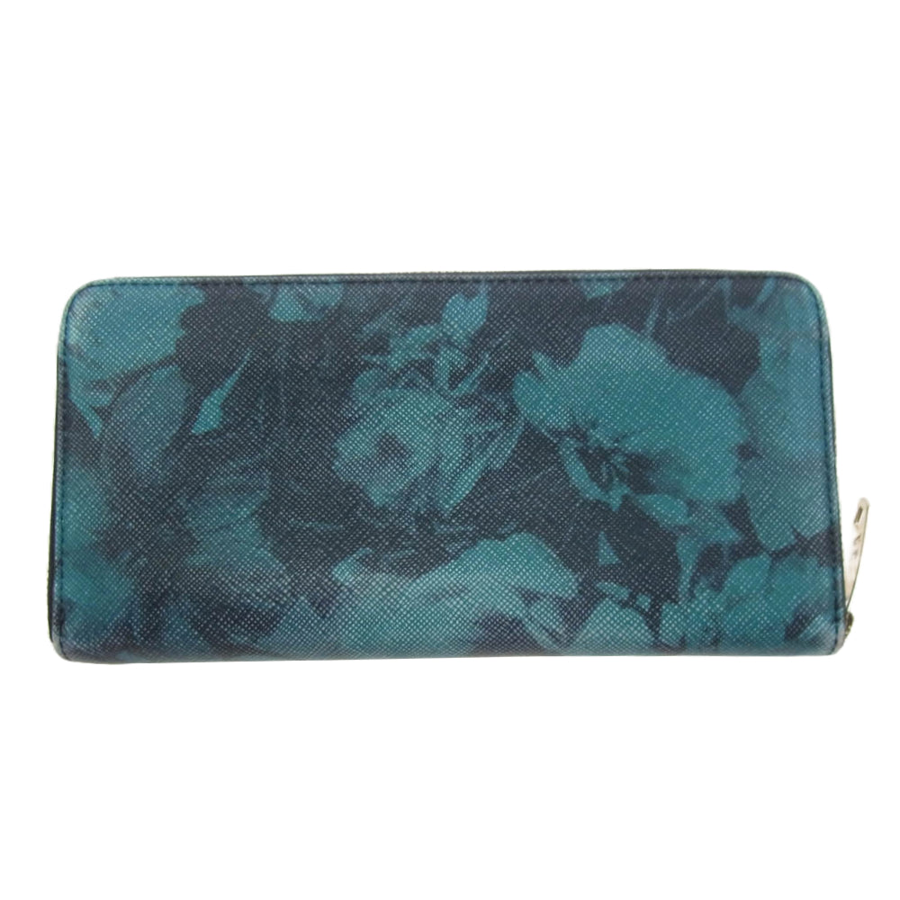 Paul Smith ポール・スミス 花柄 プリント ジップ ロングウォレット 長財布 ライトブルー系【中古】