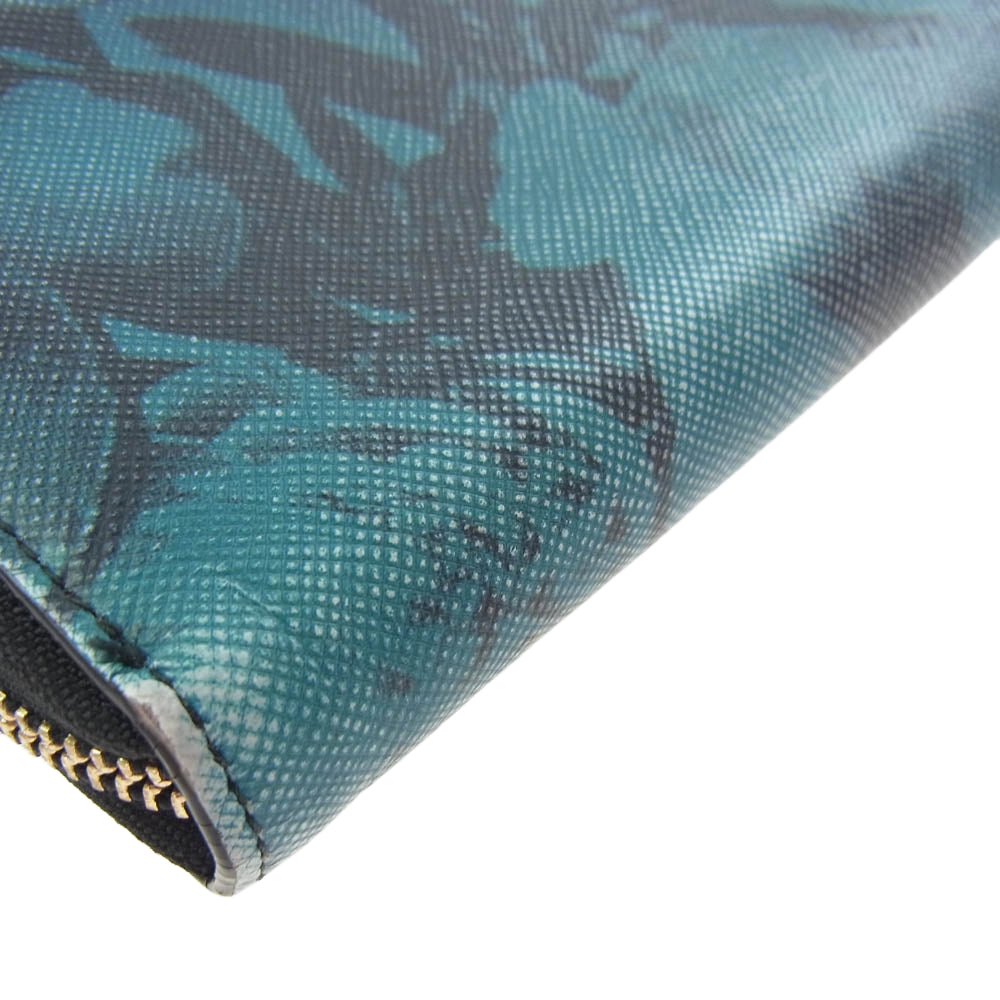 Paul Smith ポール・スミス 花柄 プリント ジップ ロングウォレット 長財布 ライトブルー系【中古】