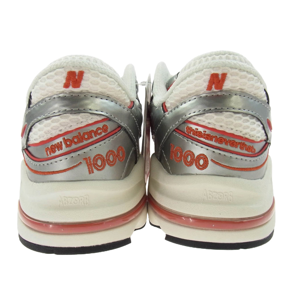 NEW BALANCE ニューバランス M1000TI Thisisneverthat  スニーカー ランニングシューズ シルバー系 レッド系 26.5cm【極上美品】【中古】