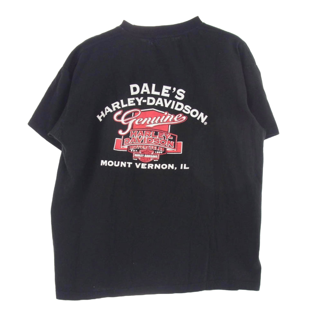 HARLEY DAVIDSON ハーレーダビッドソン 00's ピンナップガール プリント Tシャツ 半袖カットソー ホワイト ブラック系 L【中古】