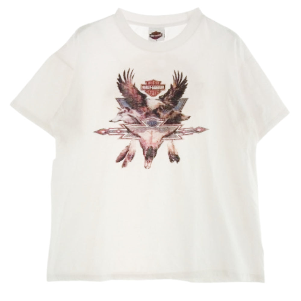 HARLEY DAVIDSON ハーレーダビッドソン 00's イーグルプリント Tシャツ 半袖カットソー ホワイト ホワイト系 L【中古】