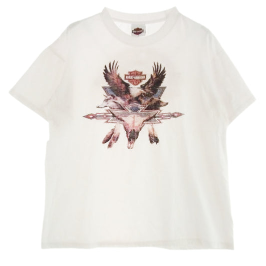 HARLEY DAVIDSON ハーレーダビッドソン 00's イーグルプリント Tシャツ 半袖カットソー ホワイト ホワイト系 L【中古】