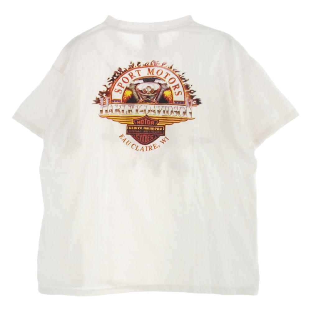 HARLEY DAVIDSON ハーレーダビッドソン 00's イーグルプリント Tシャツ 半袖カットソー ホワイト ホワイト系 L【中古】