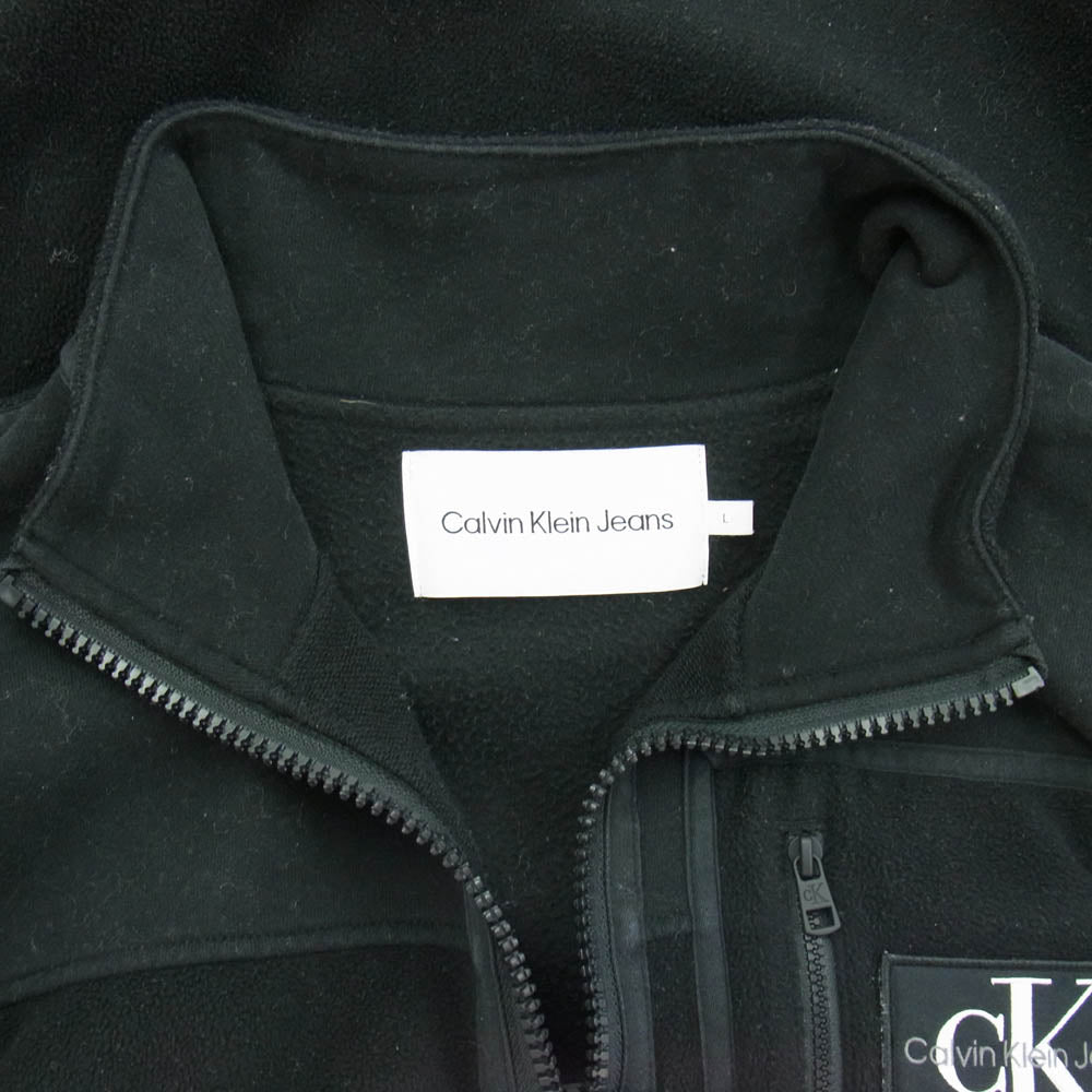 CALVIN KLEIN カルバンクライン Jeans ジーンズ CK ワッペン フリース ジャケット ブラック系 L ブラック系 L【中古】