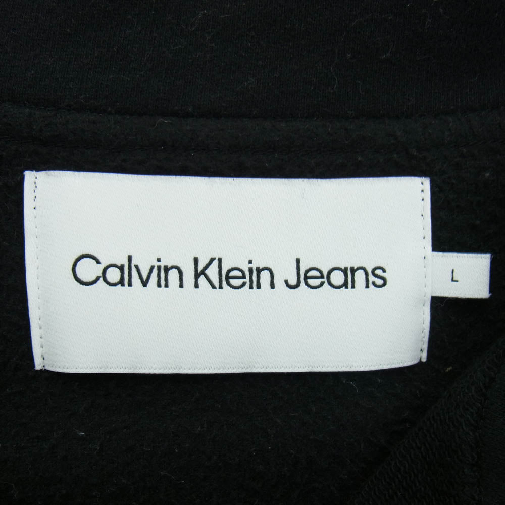 CALVIN KLEIN カルバンクライン Jeans ジーンズ CK ワッペン フリース ジャケット ブラック系 L ブラック系 L【中古】