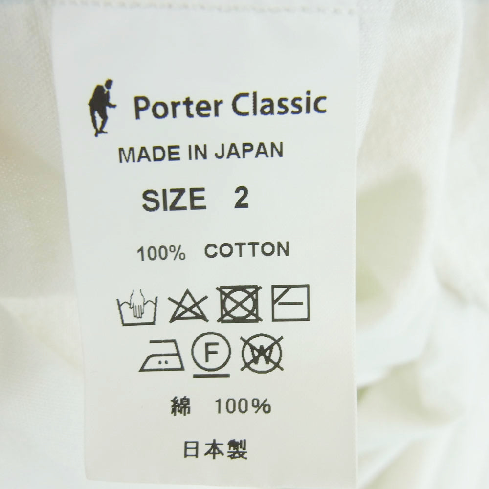 PORTER CLASSIC ポータークラシック STAND COLLAR LONG SMOCK SHIRT スタンドカラー ロング スモック シャツ 長袖 オフホワイト系 2【中古】