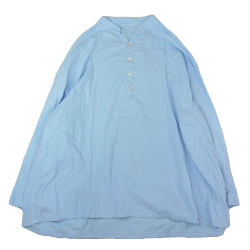 PORTER CLASSIC ポータークラシック MGOLD GAUZE STAND COLLAR LONG SMOCK SHIRT スビンゴールドガーゼ スタンドカラー ロング スモック シャツ 長袖 ブルー系 M【中古】