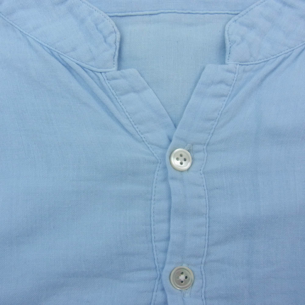 PORTER CLASSIC ポータークラシック MGOLD GAUZE STAND COLLAR LONG SMOCK SHIRT スビンゴールドガーゼ スタンドカラー ロング スモック シャツ 長袖 ブルー系 M【中古】