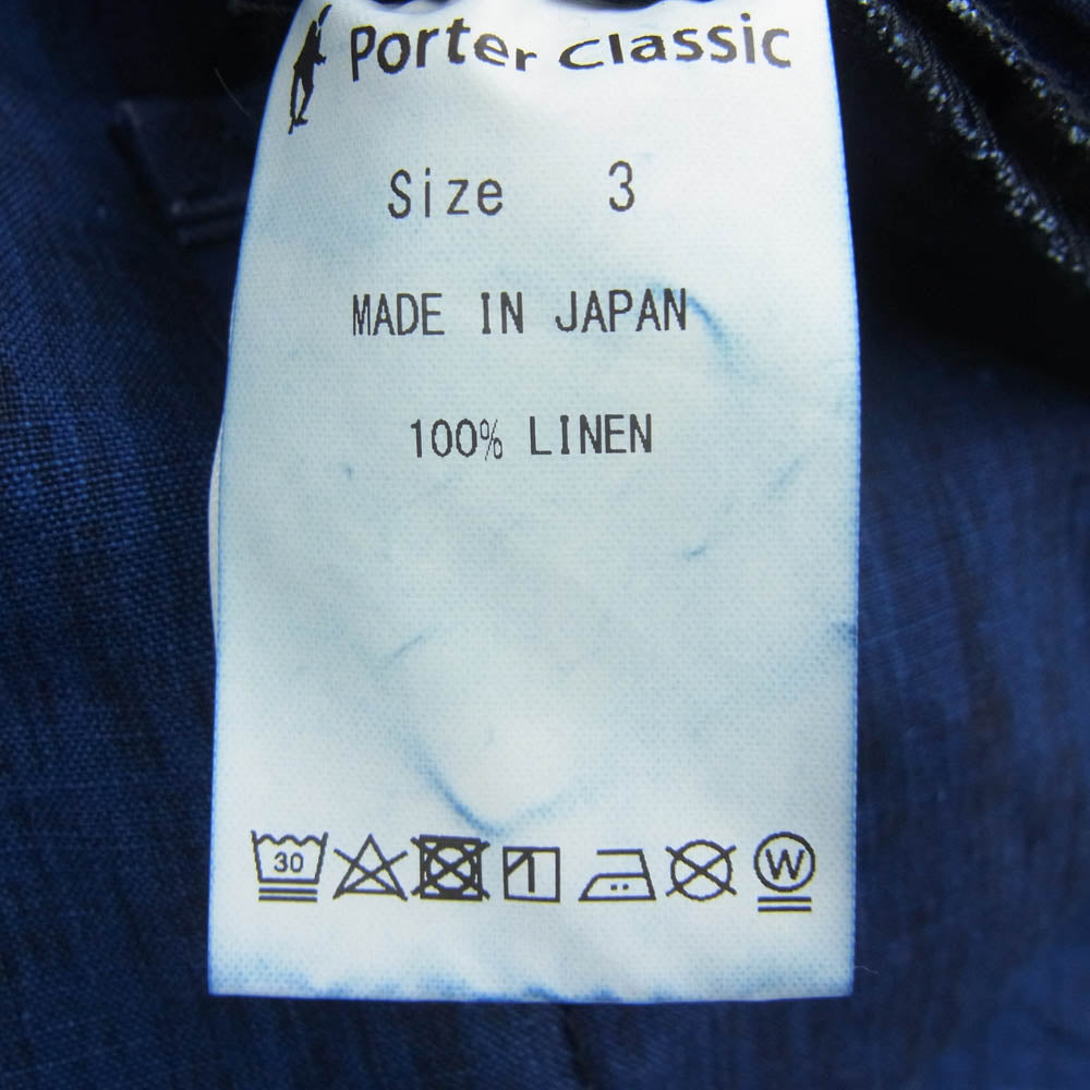 PORTER CLASSIC ポータークラシック FARMER'S LINEN SHIRT JACKET ファーマーズ リネン シャツ ジャケット インディゴブルー系 3【中古】