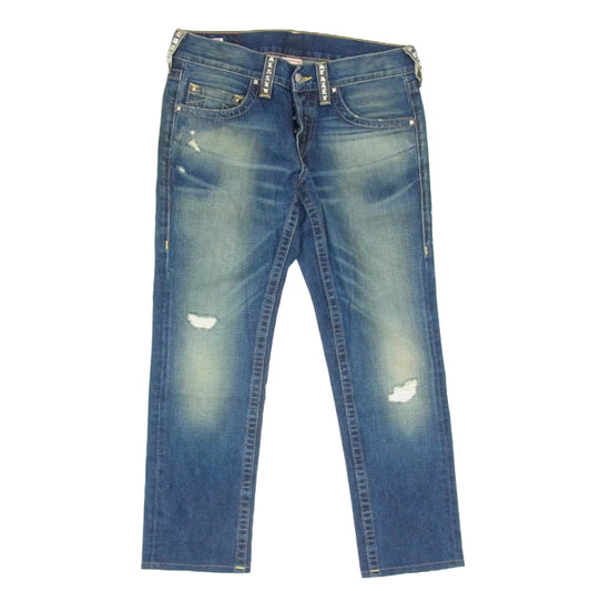 TRUE RELIGION トゥルーレリジョン スタッズ ダメージ加工 デニムパンツ インディゴブルー系 34【中古】