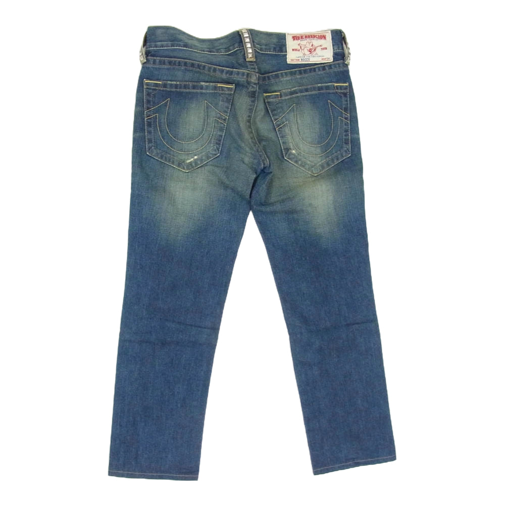 TRUE RELIGION トゥルーレリジョン スタッズ ダメージ加工 デニムパンツ インディゴブルー系 34【中古】