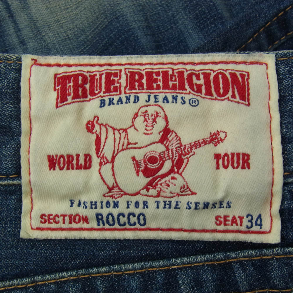 TRUE RELIGION トゥルーレリジョン スタッズ ダメージ加工 デニムパンツ インディゴブルー系 34【中古】