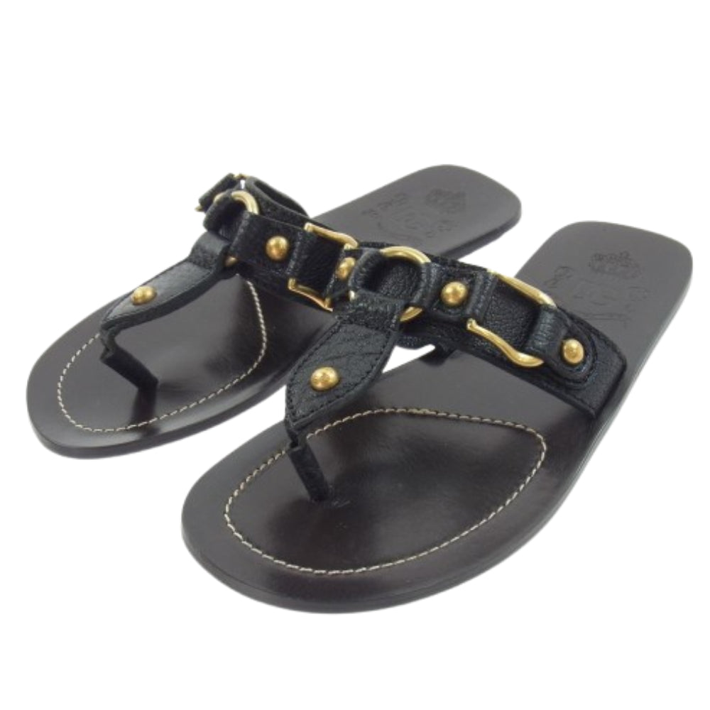 DOLCE&GABBANA ドルチェアンドガッバーナ フラット サンダル ブラック系 7【中古】