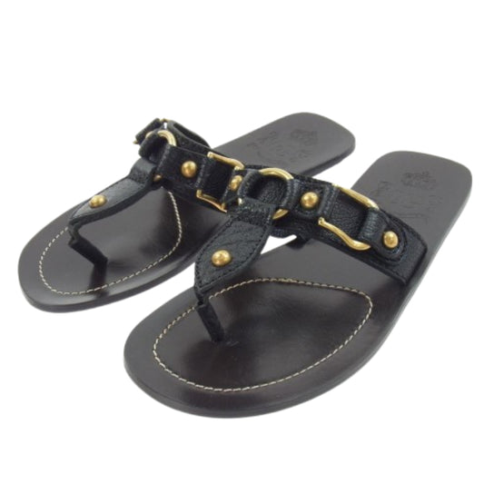 DOLCE&GABBANA ドルチェアンドガッバーナ フラット サンダル ブラック系 7【中古】
