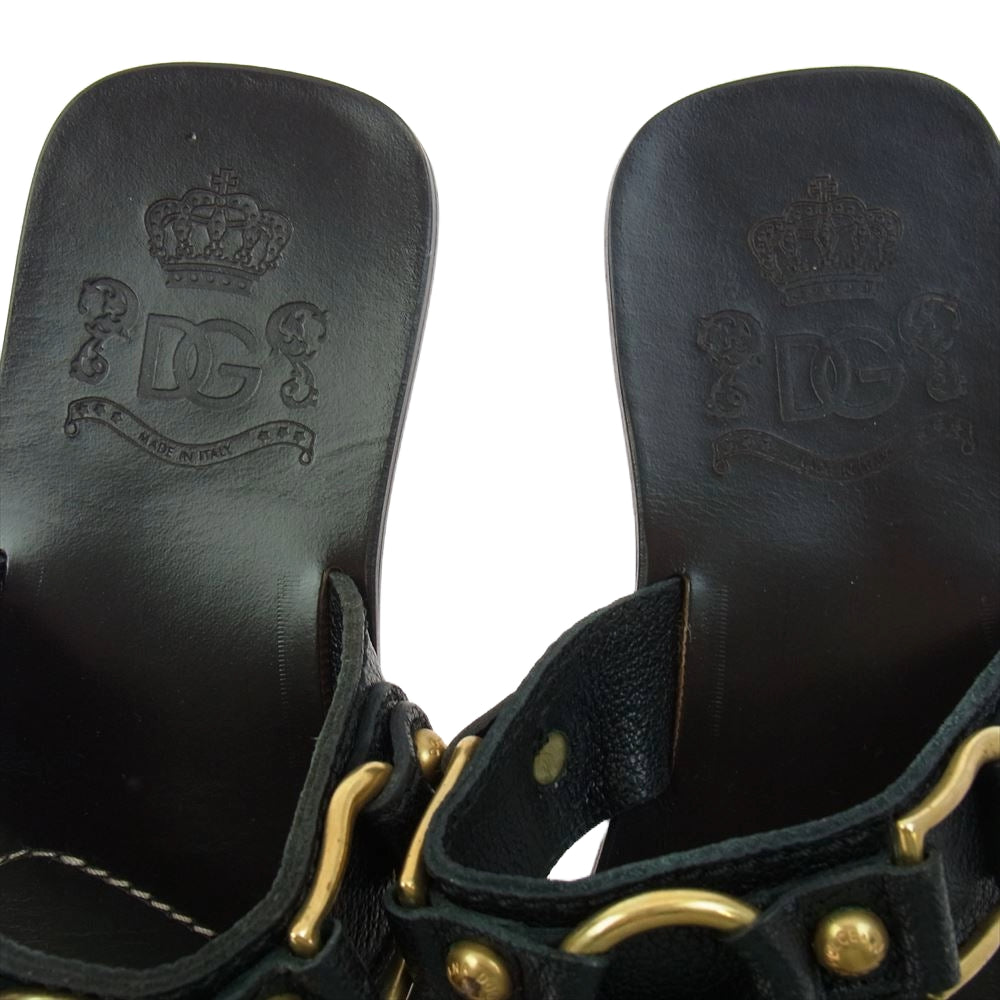 DOLCE&GABBANA ドルチェアンドガッバーナ フラット サンダル ブラック系 7【中古】
