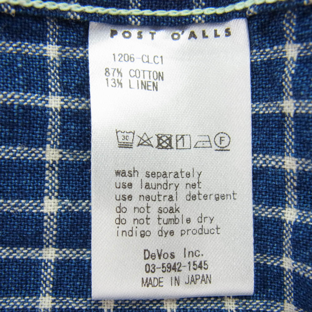 POST OVERALLS ポストオーバーオールズ 1206-CLC1 No.6 Shirt 長袖 シャツ ブルー ブルー系 L【中古】