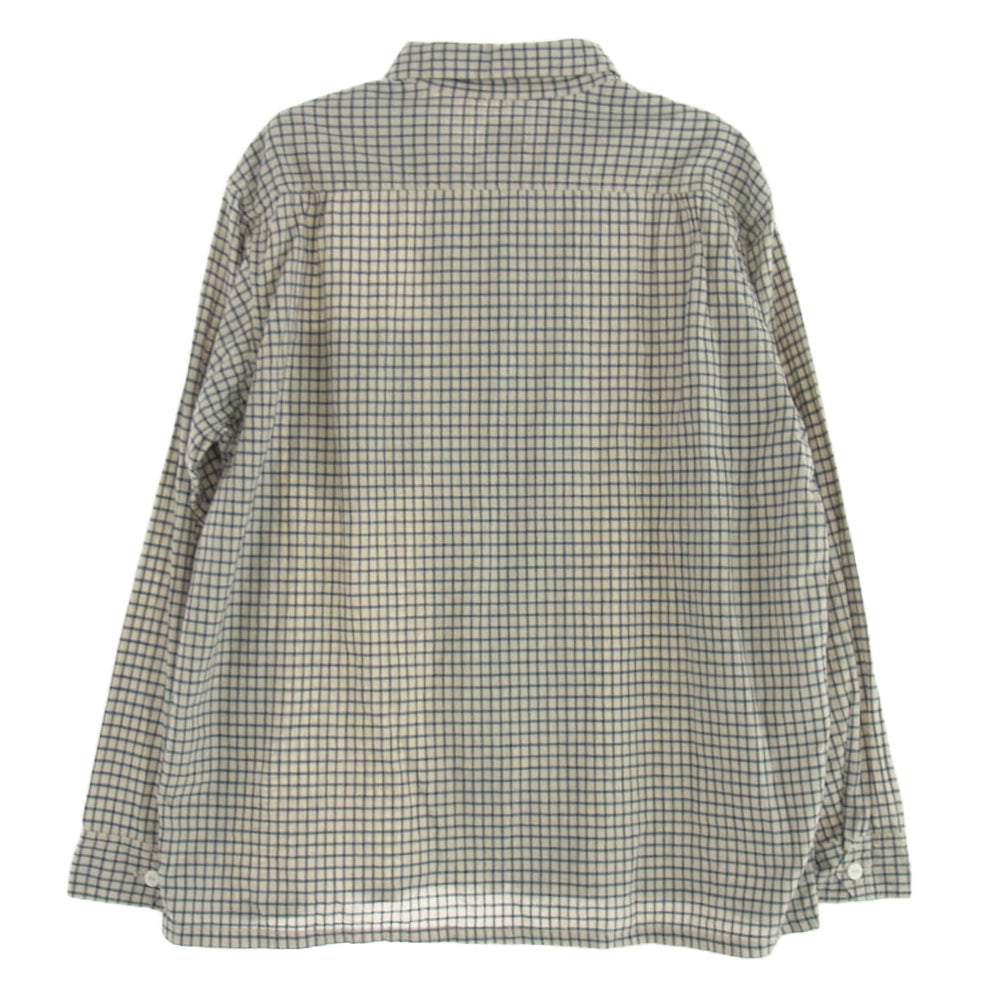 POST OVERALLS ポストオーバーオールズ 23FW 1208B-CLC2 New Basic Shirt ニュー ベーシック 長袖 シャツ ブルー オフホワイト系 L【中古】