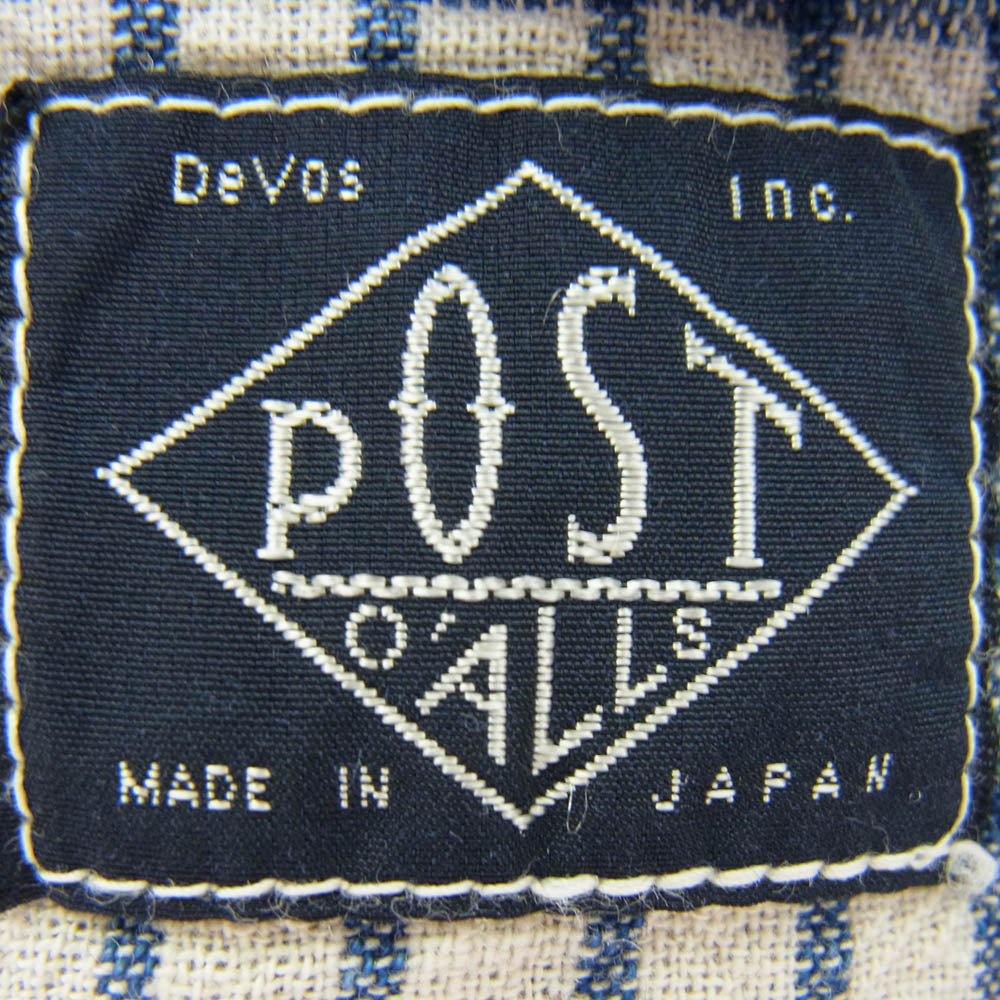POST OVERALLS ポストオーバーオールズ 23FW 1208B-CLC2 New Basic Shirt ニュー ベーシック 長袖 シャツ ブルー オフホワイト系 L【中古】