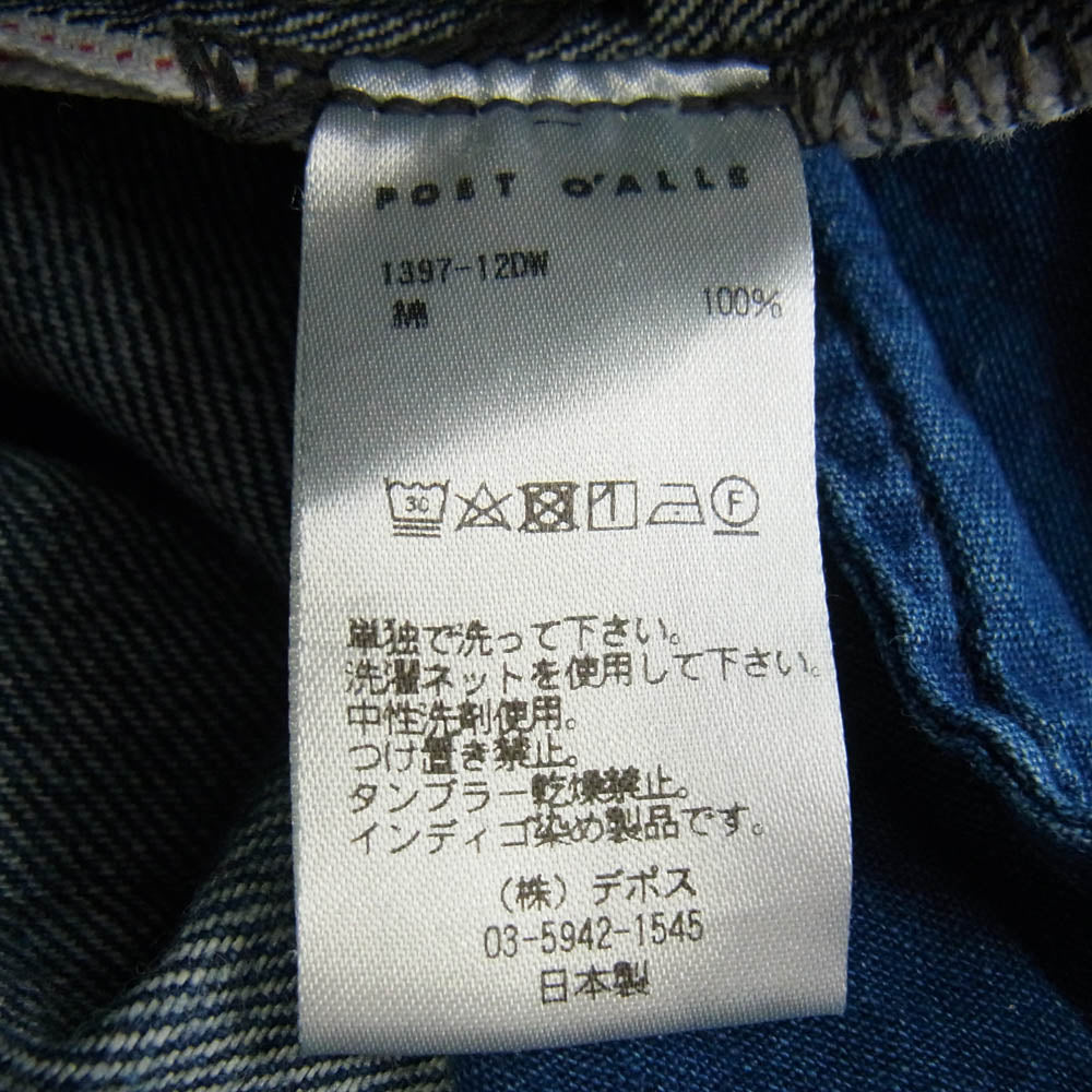 POST OVERALLS ポストオーバーオールズ 1397-12DW No.2 Five Pocket 12oz. selvedge deep washed denim indigo セルビッチ デニム インディゴ インディゴブルー系 XL【中古】