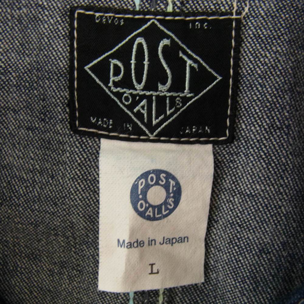 POST OVERALLS ポストオーバーオールズ 1102-10DI Engineer's Jacket エンジニア デニム ジャケット インディゴ インディゴブルー系 L【中古】