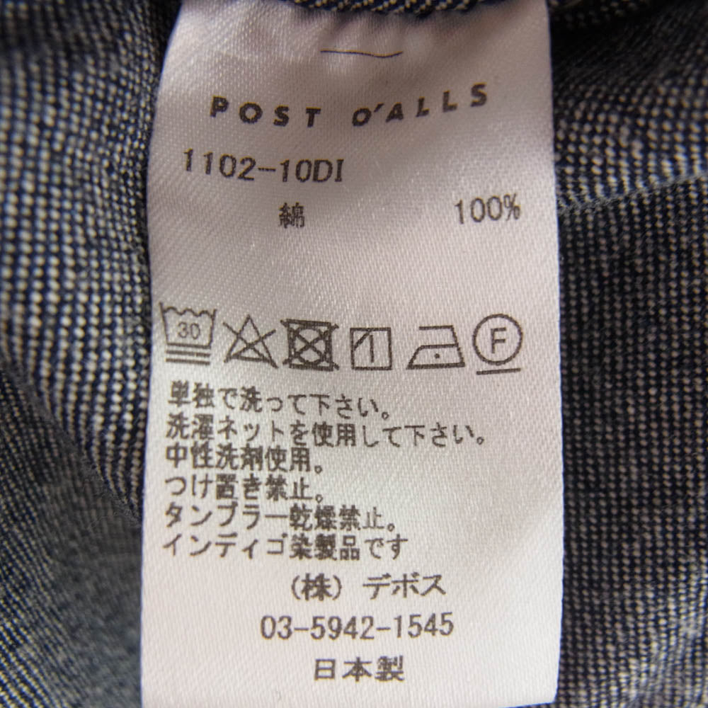 POST OVERALLS ポストオーバーオールズ 1102-10DI Engineer's Jacket エンジニア デニム ジャケット インディゴ インディゴブルー系 L【中古】
