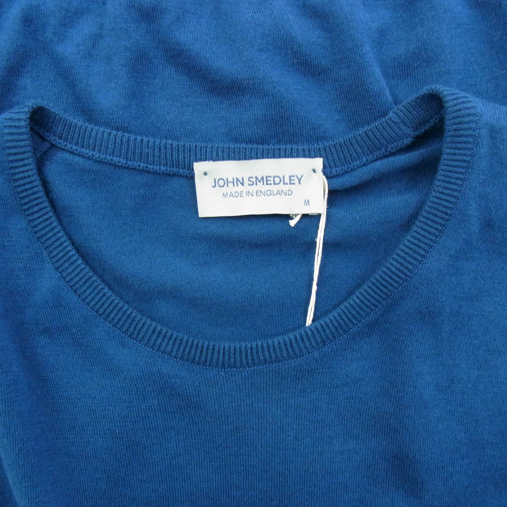 JOHN SMEDLEY ジョンスメドレー HATFIELD 30G STANDARD FIT PALM  シーアイランド コットン クルー ネック ニット ブルー系 M【極上美品】【中古】