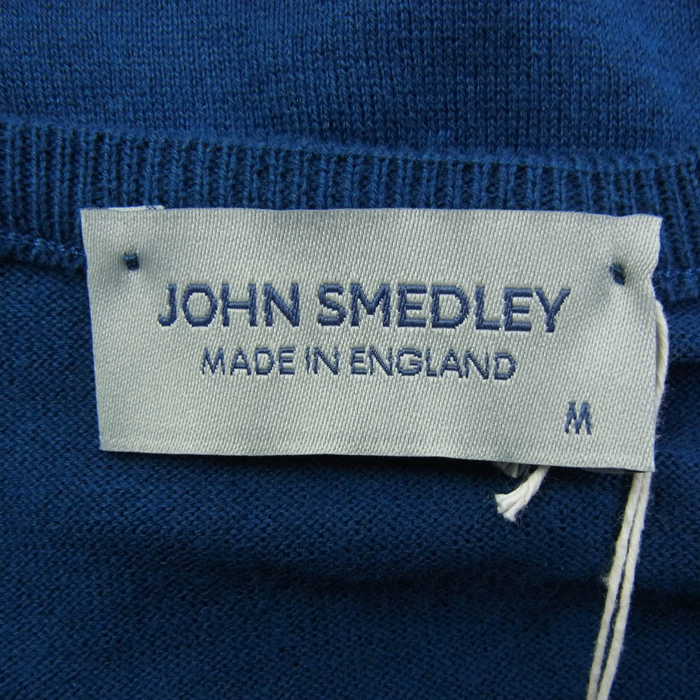 JOHN SMEDLEY ジョンスメドレー HATFIELD 30G STANDARD FIT PALM  シーアイランド コットン クルー ネック ニット ブルー系 M【極上美品】【中古】