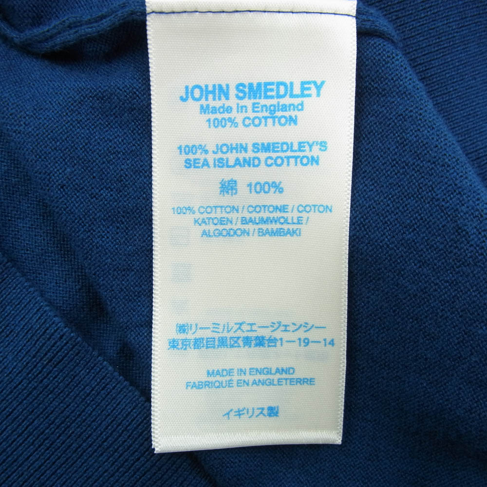 JOHN SMEDLEY ジョンスメドレー HATFIELD 30G STANDARD FIT PALM  シーアイランド コットン クルー ネック ニット ブルー系 M【極上美品】【中古】