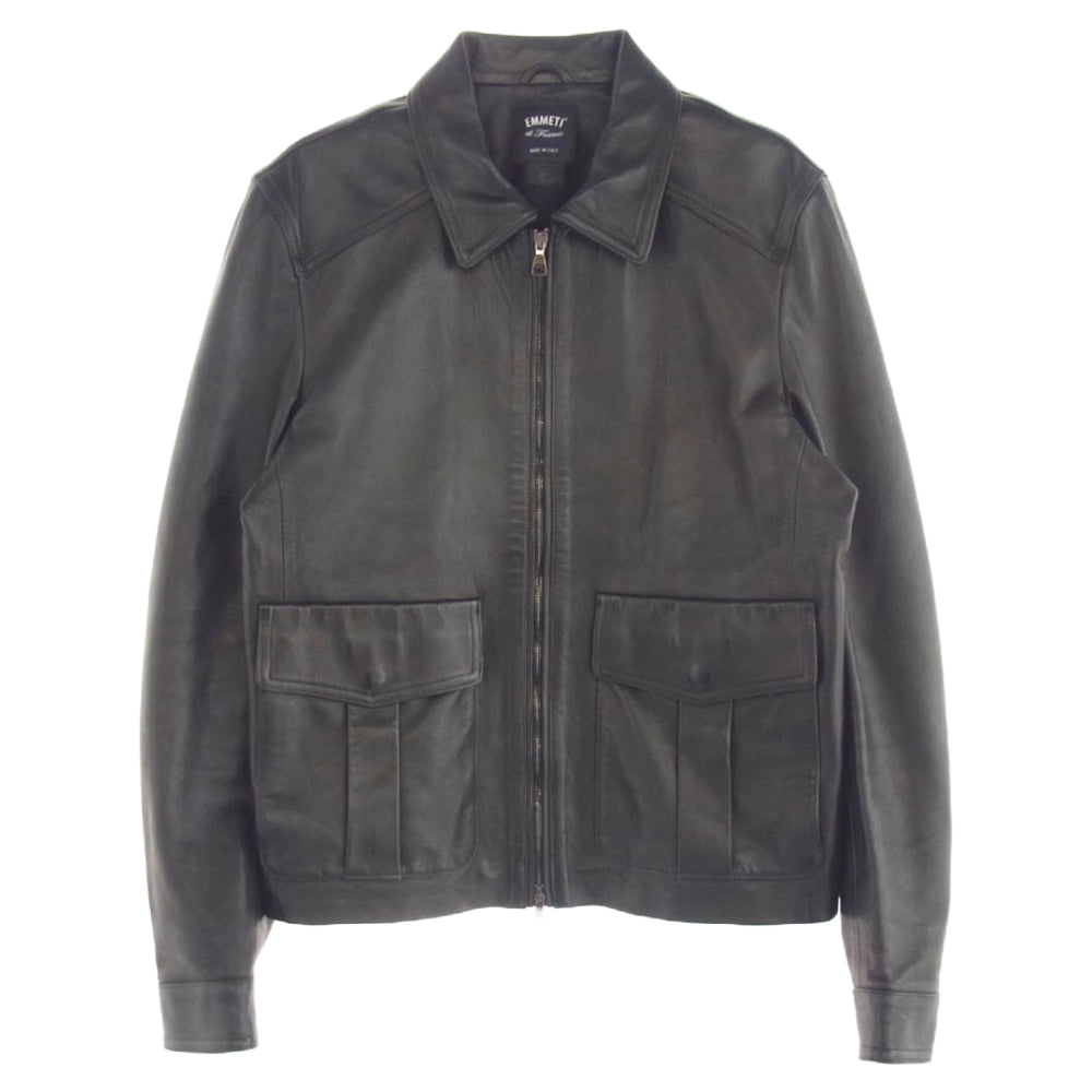 EMMETI エンメティ COLIN NAPPA ラムスキン ナッパレザー ジャケット ブラック系 50【中古】
