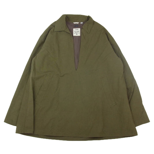 nanamica ナナミカ 23AW SUGF363 Cotton Wool Pullover Shirt コットン ウール プルオーバー シャツ カーキ系 WM【中古】