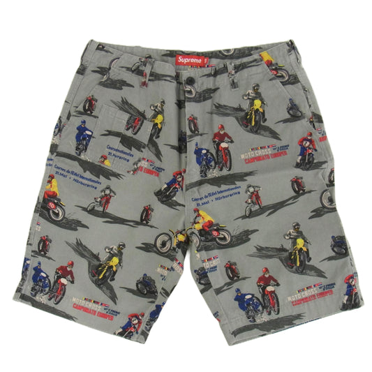 Supreme シュプリーム 09SS motocross shorts モトクロス 総柄 ショーツ ショート パンツ グレー系 32 グレー系【中古】