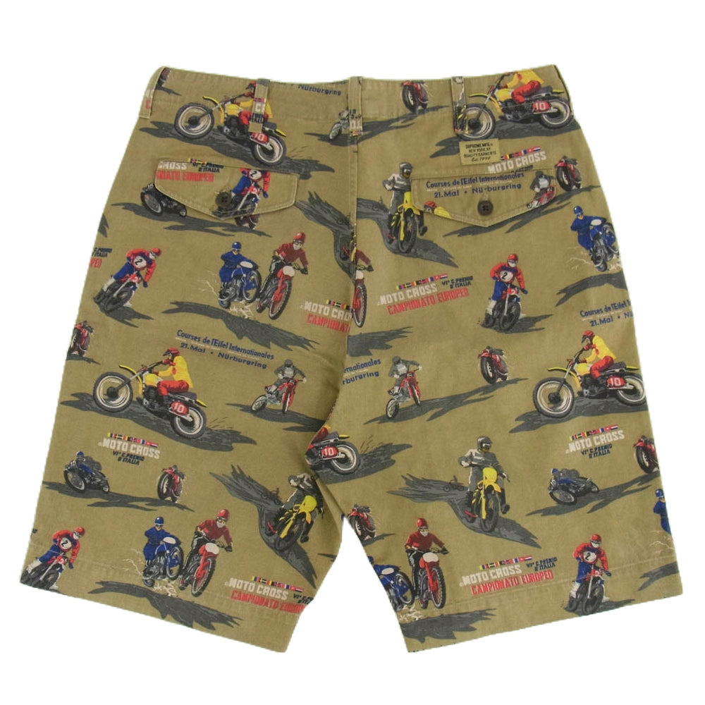 Supreme シュプリーム 09SS motocross shorts モトクロス 総柄 ショーツ ショート パンツ オリーブ系 32 ブラウン系 32【中古】