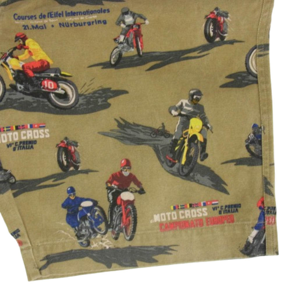 Supreme シュプリーム 09SS motocross shorts モトクロス 総柄 ショーツ ショート パンツ オリーブ系 32 ブラウン系 32【中古】