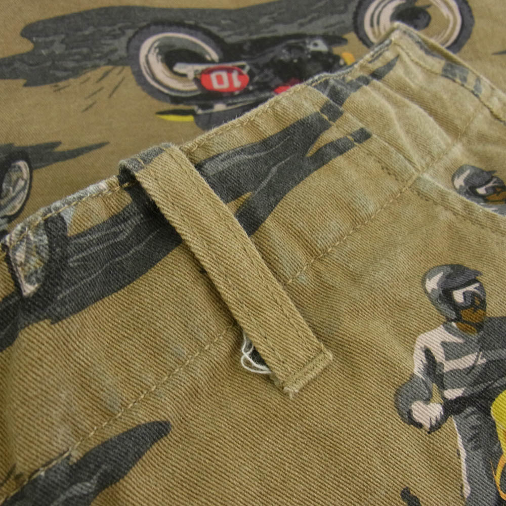 Supreme シュプリーム 09SS motocross shorts モトクロス 総柄 ショーツ ショート パンツ オリーブ系 32 ブラウン系 32【中古】