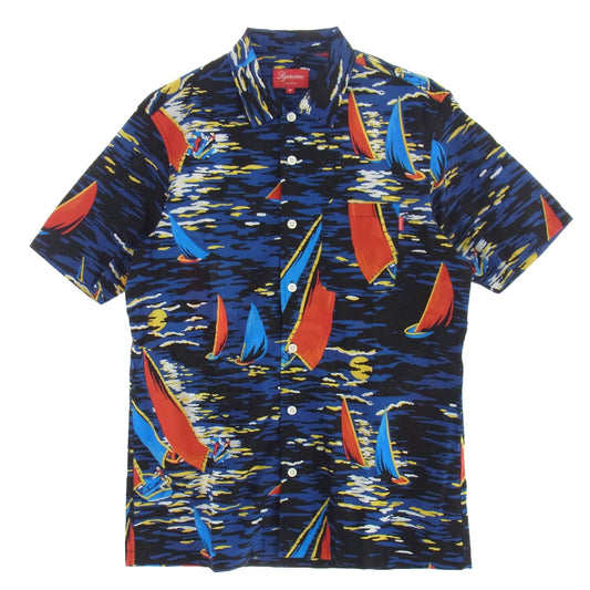 Supreme シュプリーム 11SS Hawaiian Shirt ハワイアン シャツ アロハ 半袖 総柄 M ブラック系 ブルー系 M【中古】