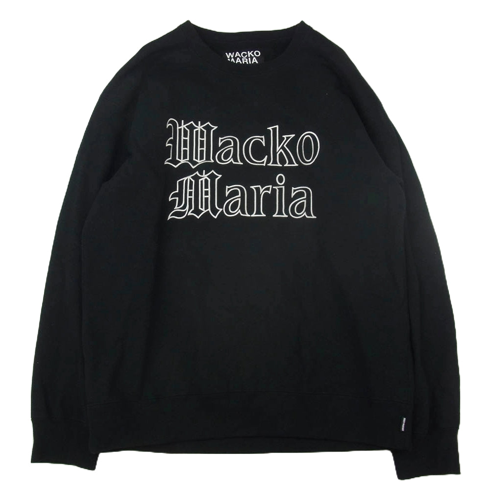 WACKO MARIA ワコマリア 23AW HEAVY WEIGHT CREW NECK SWEAT SHIRT  クルーネック ロゴ刺繍 スウェット ブラック系 XL【中古】