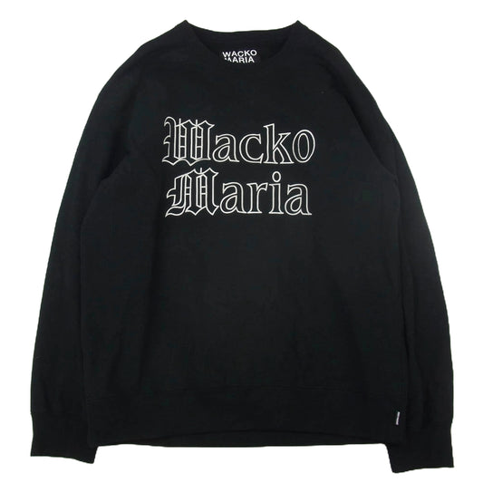 WACKO MARIA ワコマリア 23AW HEAVY WEIGHT CREW NECK SWEAT SHIRT  クルーネック ロゴ刺繍 スウェット ブラック系 XL【中古】