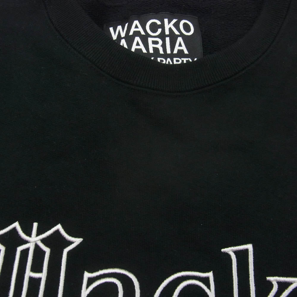 WACKO MARIA ワコマリア 23AW HEAVY WEIGHT CREW NECK SWEAT SHIRT  クルーネック ロゴ刺繍 スウェット ブラック系 XL【中古】