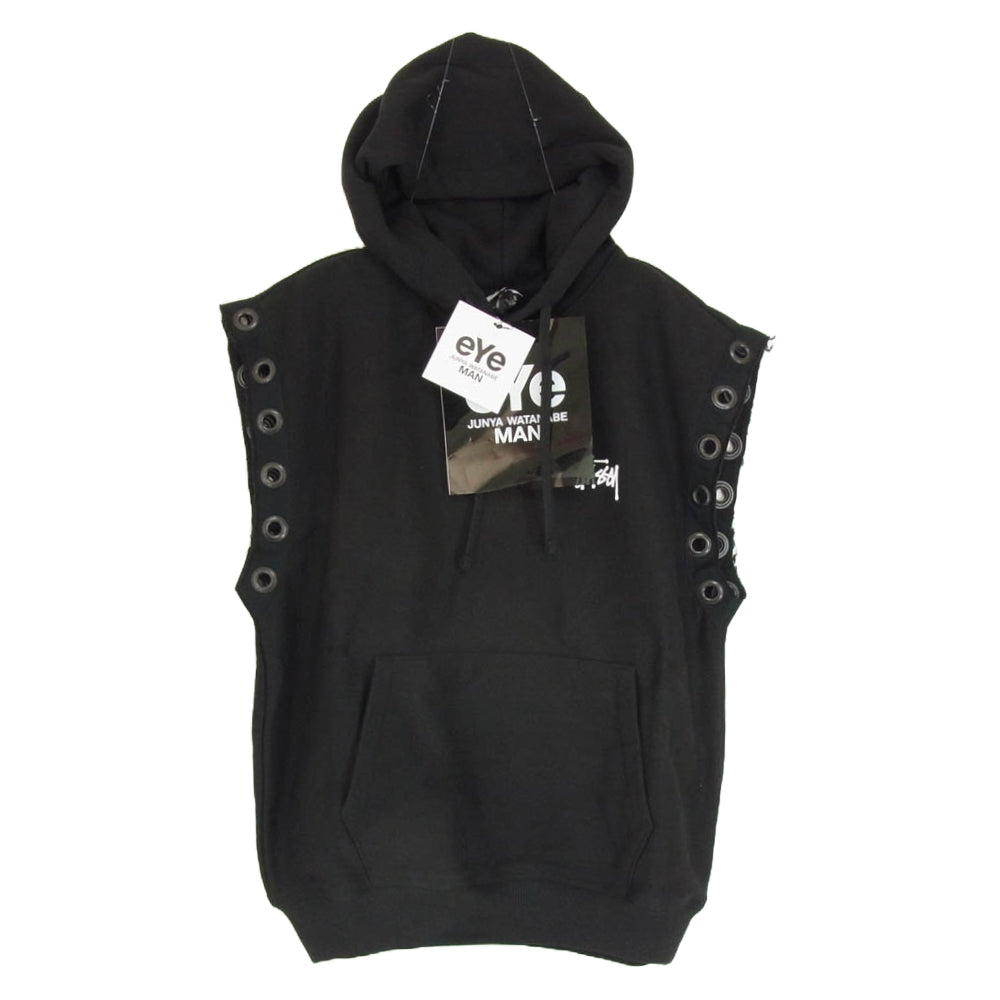 JUNYA WATANABE COMME des GARCONS MAN ジュンヤワタナベコムデギャルソンマン 24SS STUSSY WM-T909-100-1-2 eye × ステューシー SWEAT PARKER CUSTOMIZED Hooded Vest ウェット パーカー カスタマイズ ブラック系 S【新古品】【未使用】【中古】