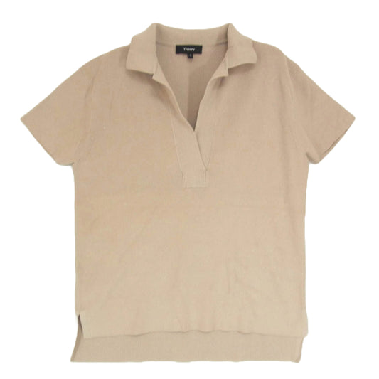 theory セオリー 02-7103002-025-902 コットン スキッパー ニット 襟付き トップス 半袖 ベージュ ブラウン系 S【中古】