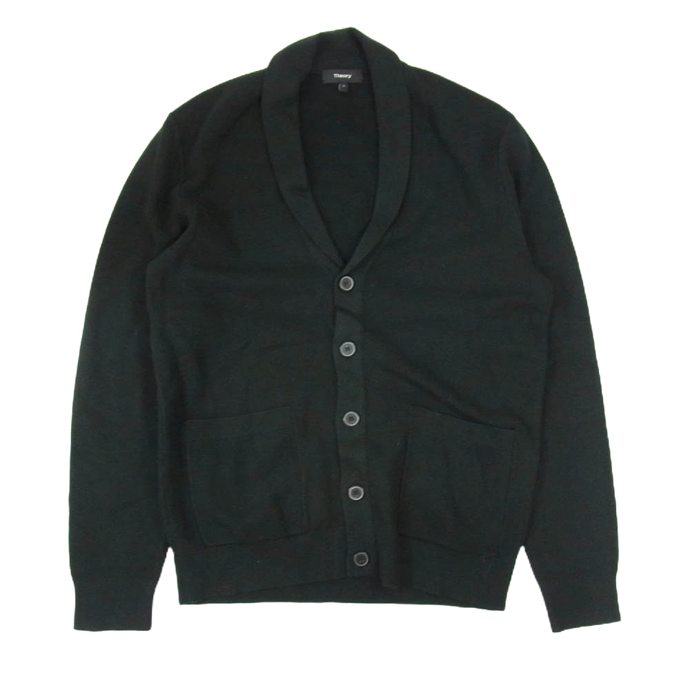 theory セオリー 02-9103002-050-902 ショールカラー コットン カーディガン ブラック系 S【中古】